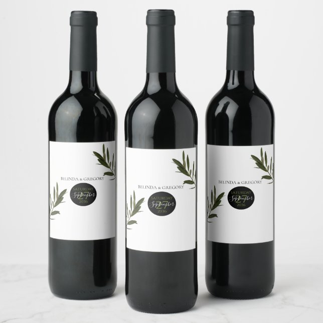 Étiquette Pour Bouteilles De Vin Mariage de verdure Feuille d'olive (Bouteilles)