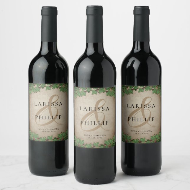 Étiquette Pour Bouteilles De Vin Mariage de vignoble rustique (Bouteilles)