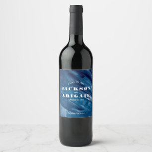 Étiquette Pour Bouteilles De Vin Mariage d'éclaboussure couleur bleu marine