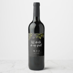 Étiquette Pour Bouteilles De Vin Mariage des fleurs noires d'Halloween