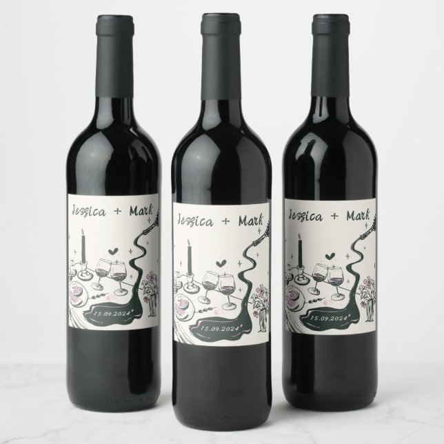 Étiquette Pour Bouteilles De Vin Mariage du dîner Whimsical Disco (Bouteilles)
