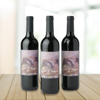 Étiquette Pour Bouteilles De Vin Mariage du jardin fleuri violet