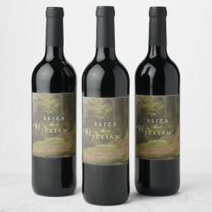 Étiquette Pour Bouteilles De Vin Mariage Élégant en Forêt Rustique