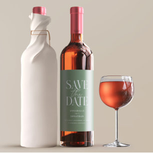 Étiquette Pour Bouteilles De Vin Mariage élégant minimaliste vert sauge moderne écr