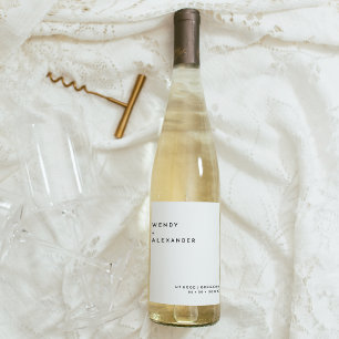 Étiquette Pour Bouteilles De Vin Mariage en gras moderne blanc