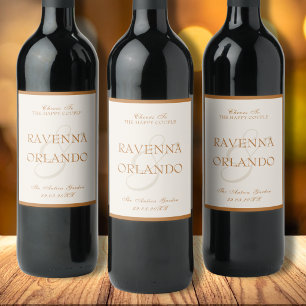 Étiquette Pour Bouteilles De Vin Mariage Esthétique Ivoire Argent Vieil Or Cuivre