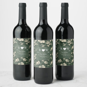 Étiquette Pour Bouteilles De Vin Mariage Fantastique de Gardenia Verte Romantique