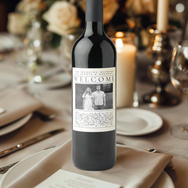 Étiquette Pour Bouteilles De Vin Mariage Feuille d'accueil des visiteurs (Créateur téléchargé)