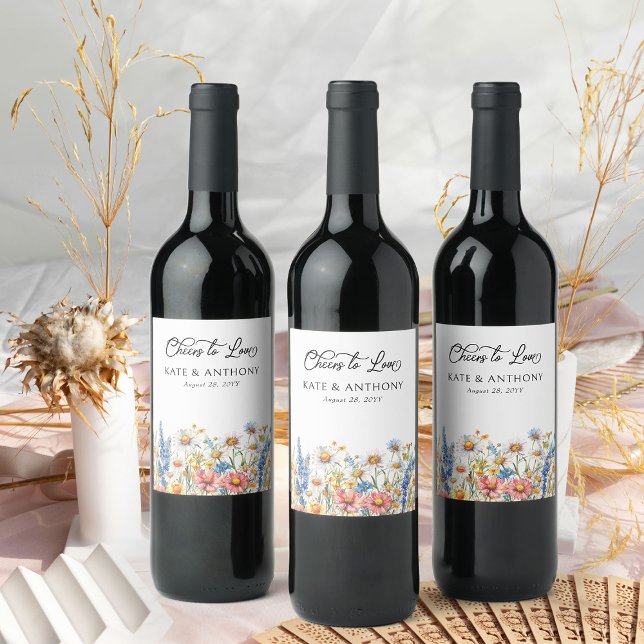 Étiquette Pour Bouteilles De Vin Mariage Fleur sauvage pour l'amour du pays (Wine labels from Country Wildflower Wedding Collection by Darling & May)