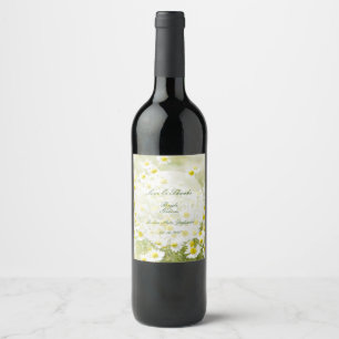 Étiquette Pour Bouteilles De Vin Mariage floral à fleur de Chamomile