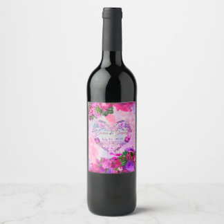 Étiquette Pour Bouteilles De Vin Mariage floral Amethyst framboise