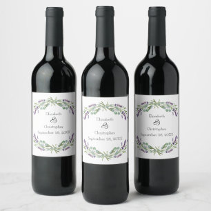 Étiquette Pour Bouteilles De Vin Mariage Floral Botanique Lavande Eucalyptus