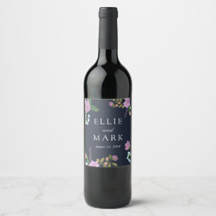 Étiquette Pour Bouteilles De Vin Mariage floral légèrement golégèrement