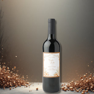 Étiquette Pour Bouteilles De Vin mariage floral rustique beige
