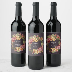 Étiquette Pour Bouteilles De Vin Mariage floral spectaculaire