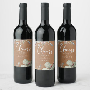 Étiquette Pour Bouteilles De Vin Mariage Floral Vintage Cowboy Occidental Sud-Ouest