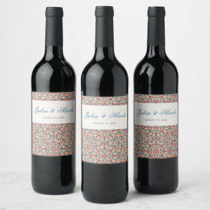 Étiquette Pour Bouteilles De Vin Mariage géométrique en treillis marocain