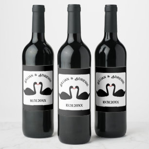 Étiquette Pour Bouteilles De Vin Mariage gothique Baiser Black Swans Personnalisé