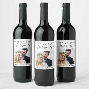 Étiquette Pour Bouteilles De Vin Mariage Heureux Jamais Après Une Photo Personnalis