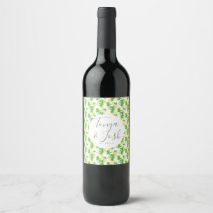 Étiquette Pour Bouteilles De Vin Mariage Jaune Vert Citron et Limes en Silo