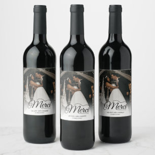 Étiquette Pour Bouteilles De Vin Mariage Merci Beaucoup Photo Favoriser