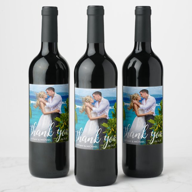 Étiquette Pour Bouteilles De Vin Mariage Merci Bride Groom Photo (Bouteilles)