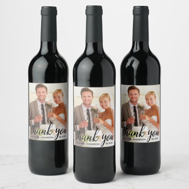 Étiquette Pour Bouteilles De Vin Mariage Merci mariée et chambre photo B (Bouteilles)