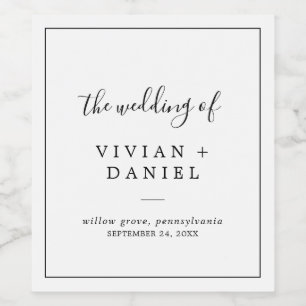 Étiquette Pour Bouteilles De Vin Mariage minimaliste