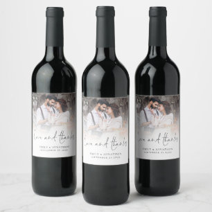 Étiquette Pour Bouteilles De Vin Mariage minimaliste de superposition photo Amour e