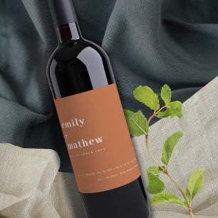 Étiquette Pour Bouteilles De Vin Mariage minimaliste de typographie orange moderne 