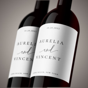 Étiquette Pour Bouteilles De Vin Mariage minimaliste moderne