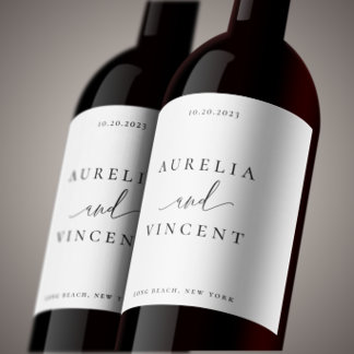 Étiquette Pour Bouteilles De Vin Mariage minimaliste moderne
