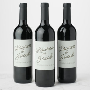 Étiquette Pour Bouteilles De Vin Mariage minimaliste moderne vert