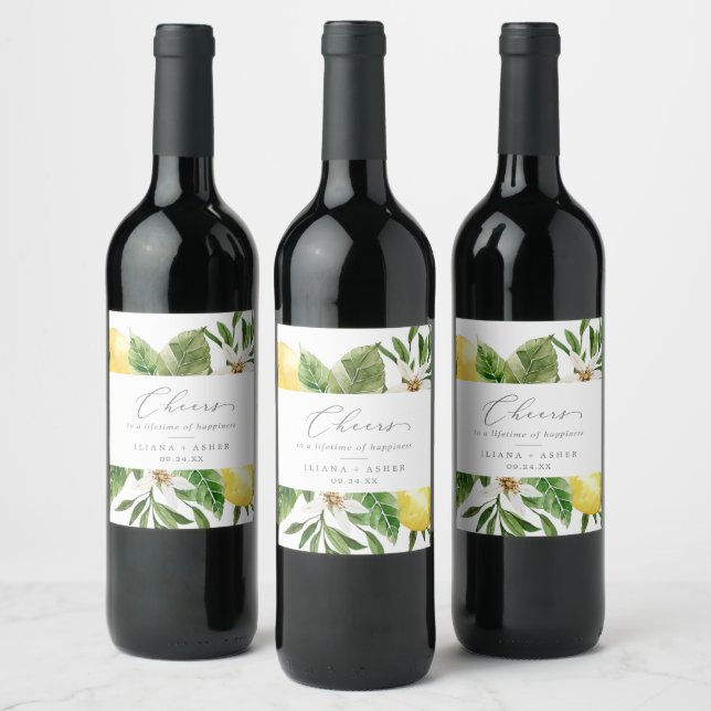 Étiquette Pour Bouteilles De Vin Mariage moderne Lemon Garden (Bouteilles)