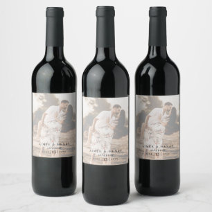 Étiquette Pour Bouteilles De Vin Mariage Moderne Photo Rustique