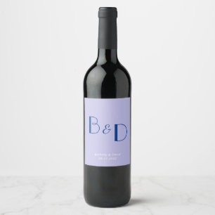 Étiquette Pour Bouteilles De Vin Mariage Monogramme moderne Lavande Bleue