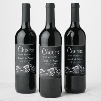 Étiquette Pour Bouteilles De Vin Mariage moto Chevaux Étiquette de vin