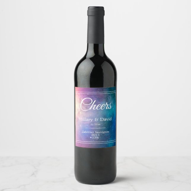 Étiquette Pour Bouteilles De Vin Mariage nuages de nébuleuse (Devant)