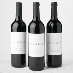 Étiquette Pour Bouteilles De Vin Mariage or blanc et Rose simple