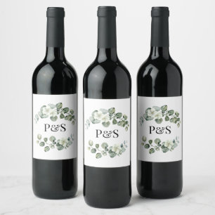 Étiquette Pour Bouteilles De Vin Mariage ou Fiançailles d'arche verte Eucalyptus