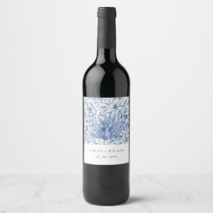 Étiquette Pour Bouteilles De Vin Mariage Peacock couleur orange bleu encre