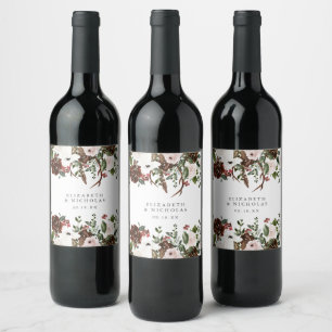 Étiquette Pour Bouteilles De Vin Mariage Personnalisé Floral Campagnard Rustique