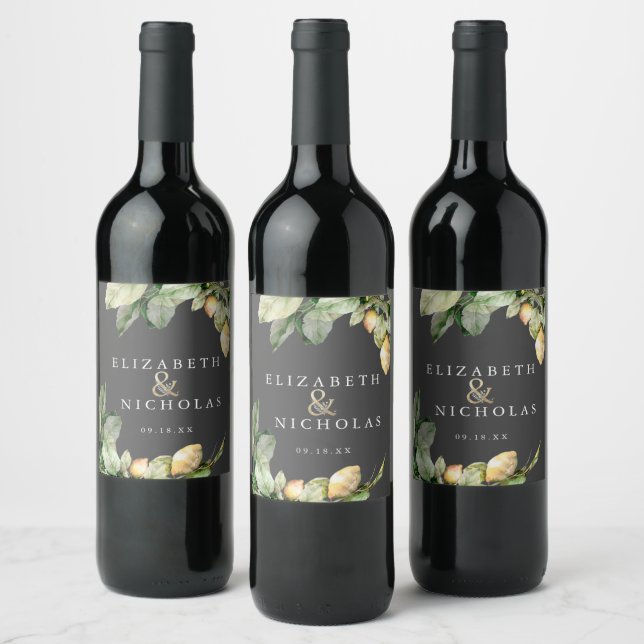 Étiquette Pour Bouteilles De Vin Mariage personnalisé Lemon Grove italien (Bouteilles)