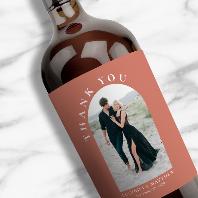 Étiquette Pour Bouteilles De Vin Mariage photo Arch moderne Merci (Créateur téléchargé)