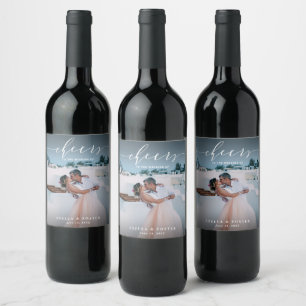 Étiquette Pour Bouteilles De Vin Mariage photo de script blanc élégant