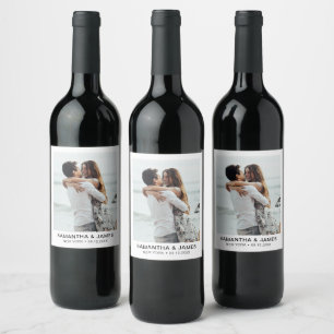 Étiquette Pour Bouteilles De Vin Mariage photo moderne minimaliste personnalisé
