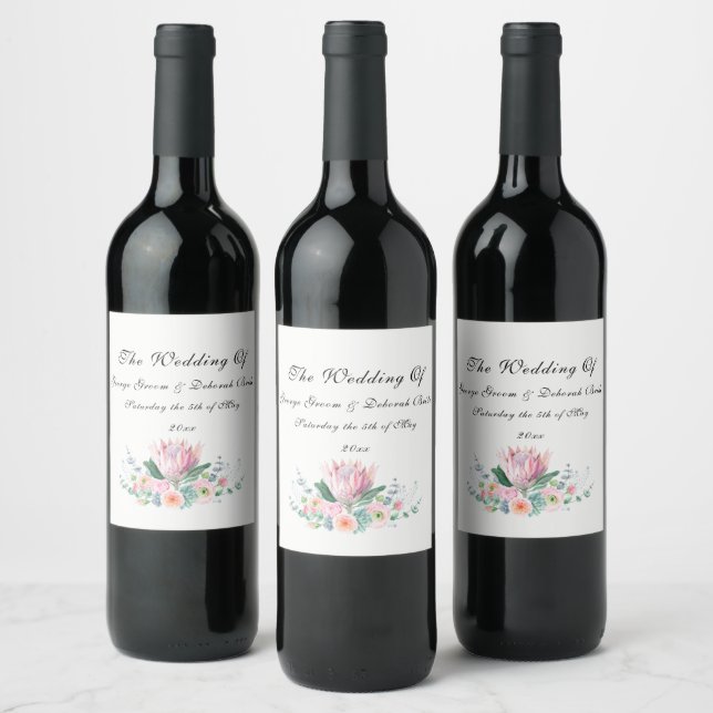 Étiquette Pour Bouteilles De Vin Mariage Protea (Bouteilles)