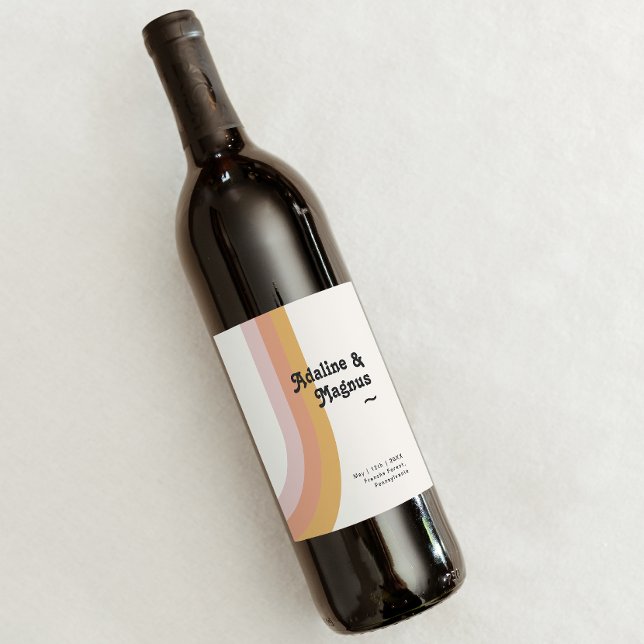 Étiquette Pour Bouteilles De Vin Mariage Rainbow des années 70 (Créateur téléchargé)