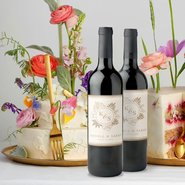 Étiquette Pour Bouteilles De Vin Mariage romantique de verdure tropicale (Créateur téléchargé)