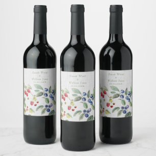 Étiquette Pour Bouteilles De Vin Mariage romantique des baies d'été sauvages